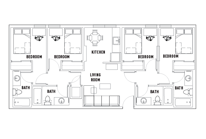 4 Bed - 4 Bath Suite Single