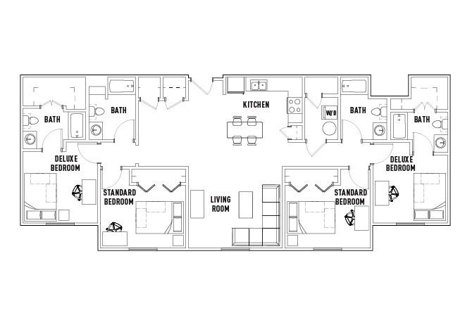 4 Bed - 4 Bath A Standard Bedroom Top Floor