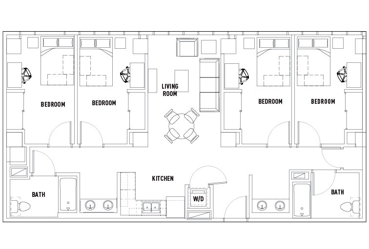 4 Bed - 2 Bath Suite - Private Bedroom