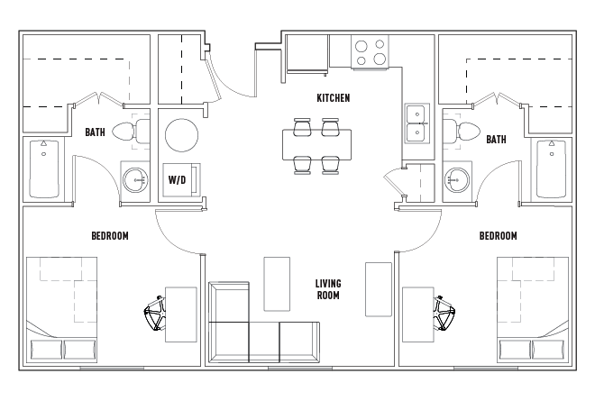 2 Bed - 2 Bath A Top Floor