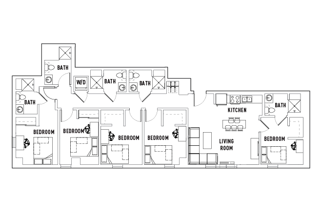 5 Bed - 5 Bath Semi-Private Bath Penthouse