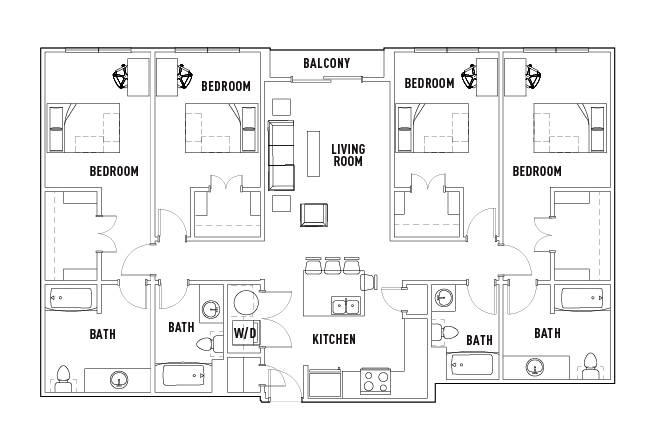 4 Bed - 4 Bath B - Semi-Private Bath
