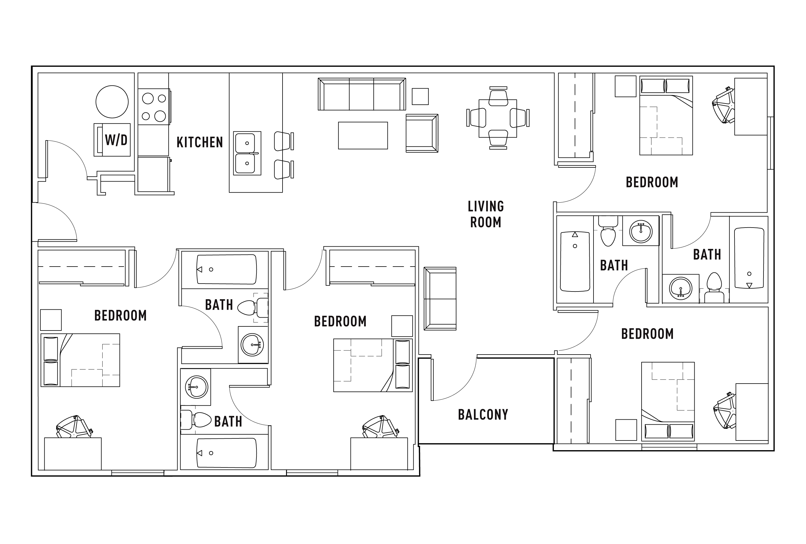 4 Bed - 4 Bath Top Floor