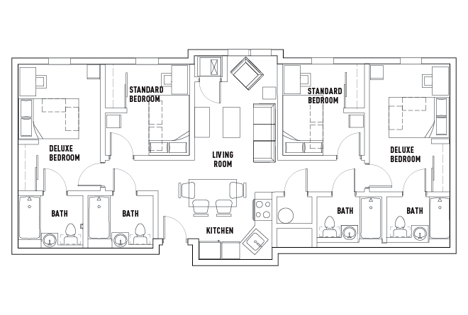 4 Bed - 4 Bath Private Standard Bedroom
