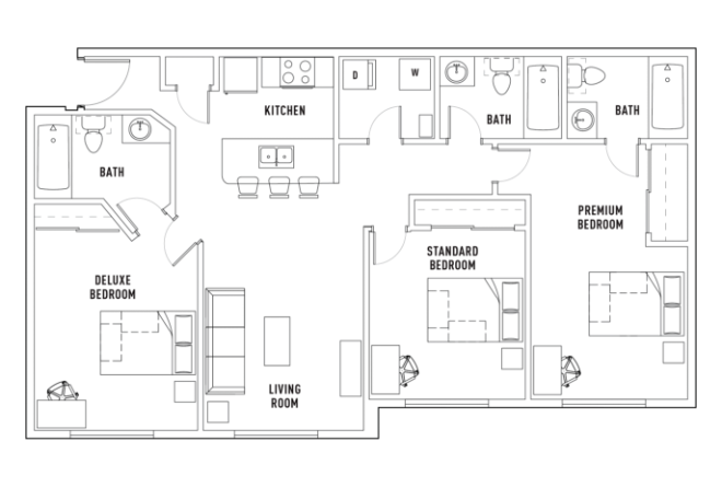 3 Bed - 3 Bath Deluxe Bedroom