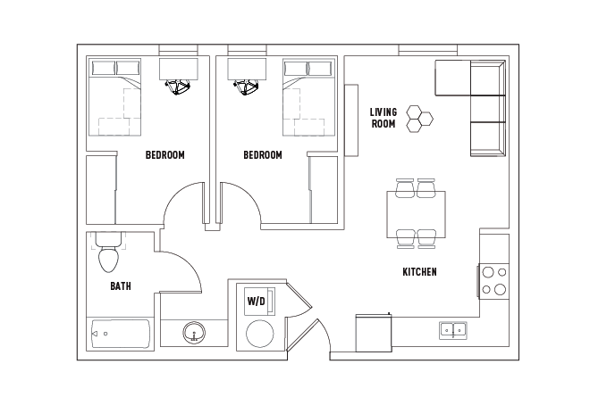 2 Bed - 1 Bath