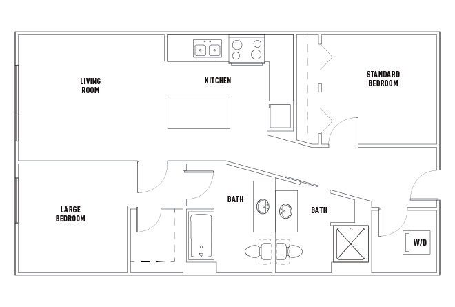 2 Bed - 2 Bath C Standard Private Bedroom Furnished