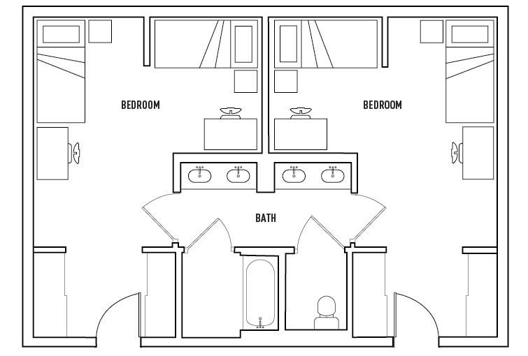 2 Bed - 1 Bath A Shared Bedroom (4 Occupants)