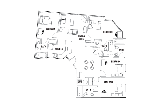 4 Bed - 4 Bath Private Bedroom
