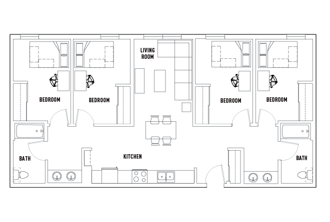 4 Bed - 2 Bath Private Bedroom
