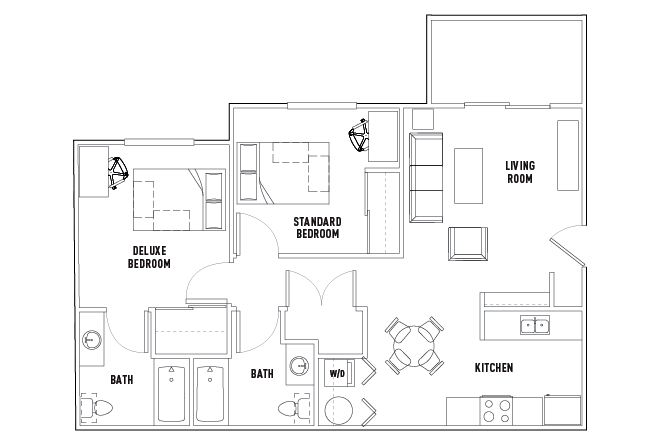 2 Bed - 2 Bath Standard Bedroom
